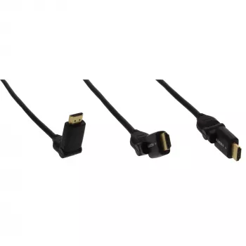 InLine High Speed HDMI rotējošs kabelis, ar Eth., AM/AM, melns, zeltīti kontakti, 0,5 m