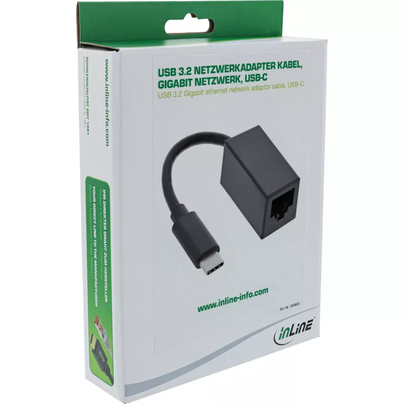 InLine USB 3.2 Gigabit Ethernet tīkla adaptera kabelis, USB-C