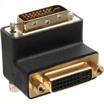 InLine DVI-I adapteris 90° leņķī, digitāls + analogs, 24+5 vīrietis / sieviete, melns