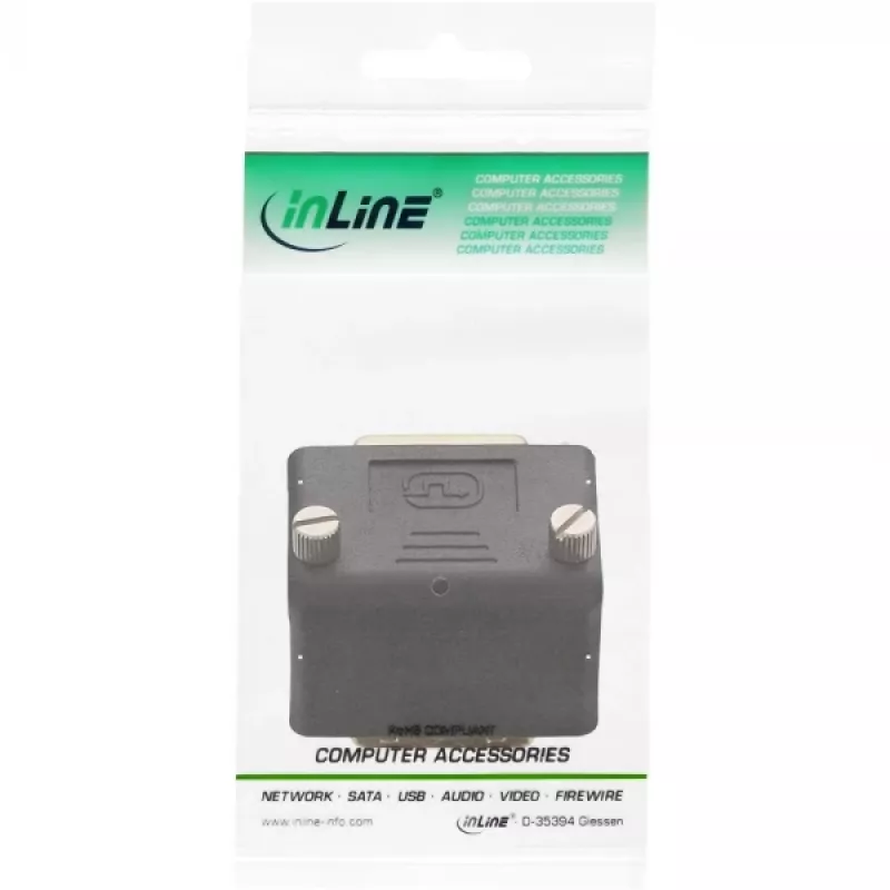 InLine DVI-I adapteris 90° leņķī, digitāls + analogs, 24+5 vīrietis / sieviete, melns