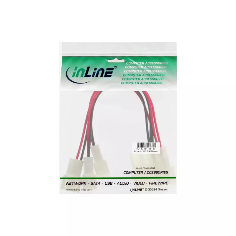 InLine PC ventilatora adaptera kabelis 12V / 5V līdz 3 ventilatoriem 33005A