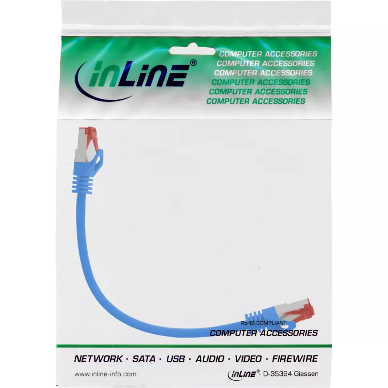 InLine komutācijas kabelis S/FTP PiMF Cat.6 250MHz PVC copper blue 0.3m