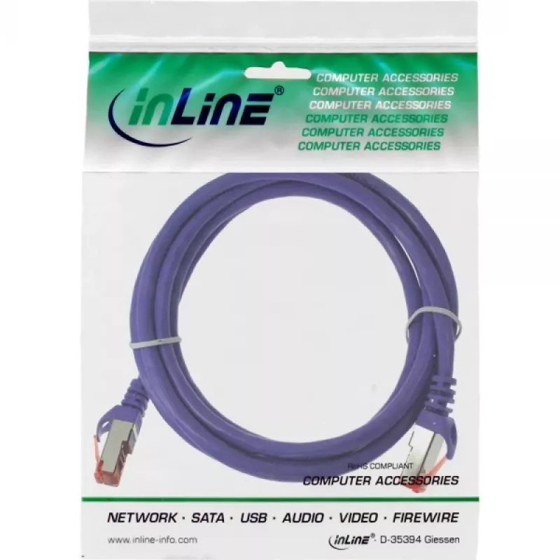 InLine ielāpu vads S/FTP PiMF Cat.6 250MHz PVC varš violets 0.3m