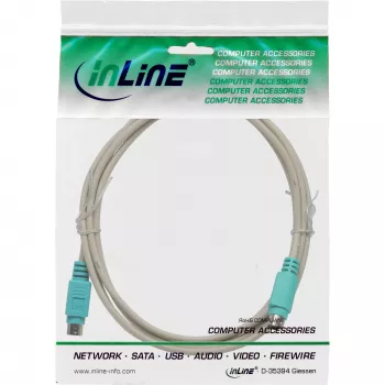 InLine PS/2 kabelis vīrs / vīrs pelēks ar zaļu spraudni 2 m