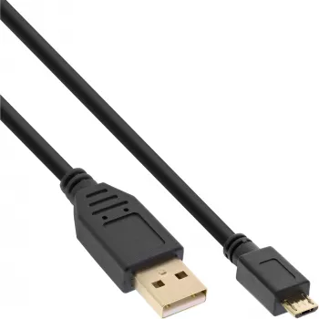 InLine Micro USB 2.0 kabelis, USB A spraudnis / Micro-B spraudnis, melns, 1,5 m