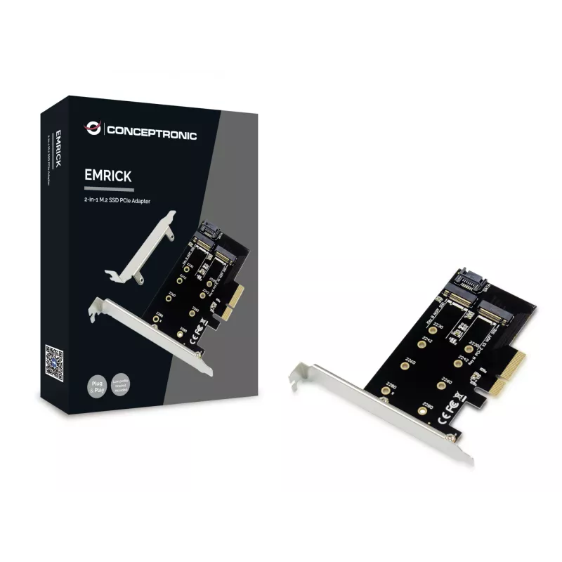 Conceptronic EMRICK 2-in-1 M.2 SSD PCIe adapteris SATA AHCI NVMe