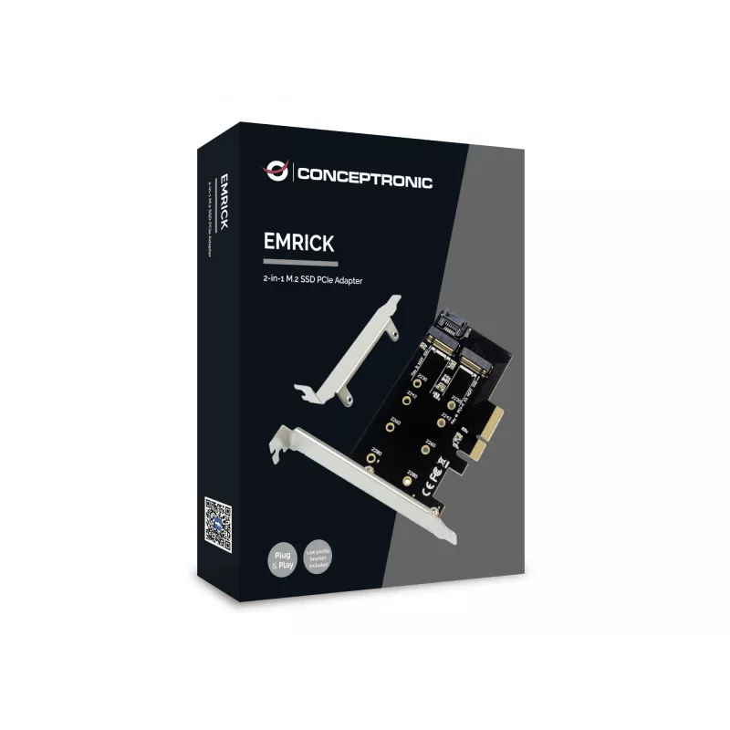 Conceptronic EMRICK 2-in-1 M.2 SSD PCIe adapteris SATA AHCI NVMe