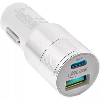 InLine USB auto lādētājs strāvas adapteris Quick Charge 3.0, balts