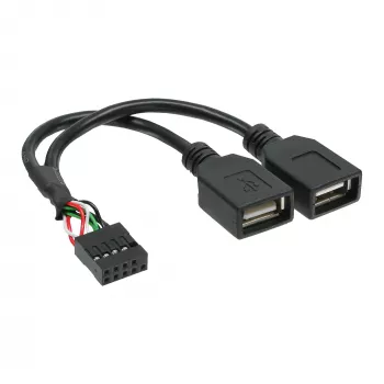 InLine USB 2.0 adaptera kabelis iekšējais 2x USB A tipa ligzda / mātesplates pieslēgvieta