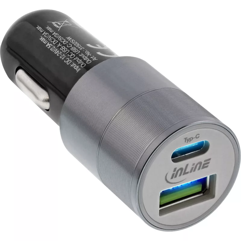 InLine USB auto lādētājs ar Quick Charge 3.0 strāvas adapteri, melns