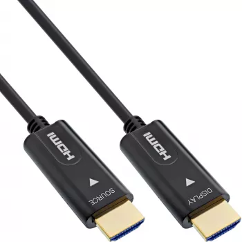 InLine HDMI AOC kabelis, High Speed HDMI ar Ethernet, 4K/60Hz, vīriešu/vīriešu 10m