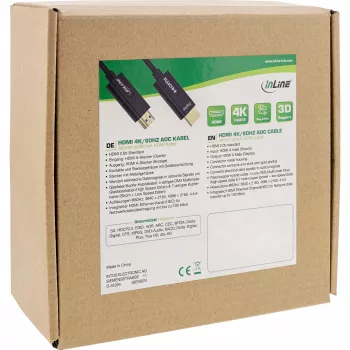 InLine HDMI AOC kabelis, High Speed HDMI ar Ethernet, 4K/60Hz, vīriešu/vīriešu 10m