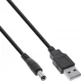 InLine adaptera kabelis, USB A spraudnis uz DC 5.5x2.10mm spraudni, melns, 1m