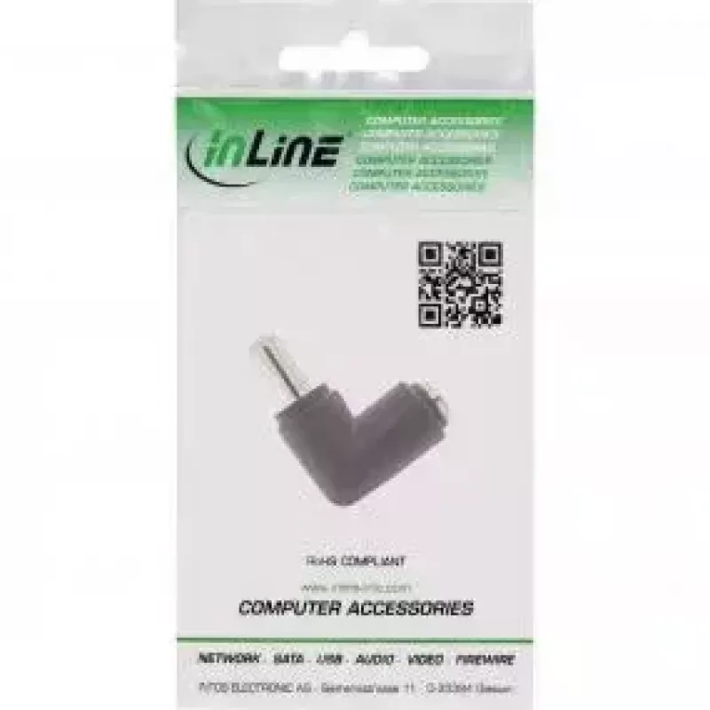 InLine DC adapteris 5.5x2.1mm DC kontaktdakša vīrišķais/sievišķais leņķveida Universāls Melns