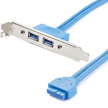StarTech.com 2 Portu USB 3.0 A Mātītes Slota Plāksnes Adapteris, IDC, USB 3.2 Gen 1 (3.1 Gen 1), Zils, Nerūsējošais tērauds, 0,5 m, CE, REACH, 500 mm