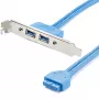 StarTech.com 2 Portu USB 3.0 A Mātītes Slota Plāksnes Adapteris, IDC, USB 3.2 Gen 1 (3.1 Gen 1), Zils, Nerūsējošais tērauds, 0,5 m, CE, REACH, 500 mm