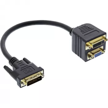 DVI-I adaptera kabelis InLine 17301 DVI-I vīrišķais / DVI-I sievišķā + S-VGA sievišķā