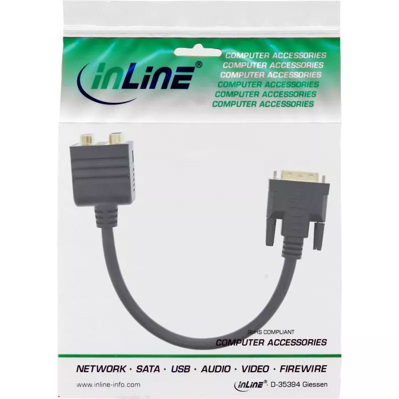 DVI-I adaptera kabelis InLine 17301 DVI-I vīrišķais / DVI-I sievišķā + S-VGA sievišķā
