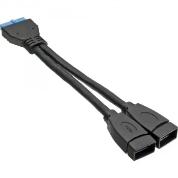 InLine USB 3.0 adaptera kabelis iekšējais 2x USB Type A female / mātesplates ligzda
