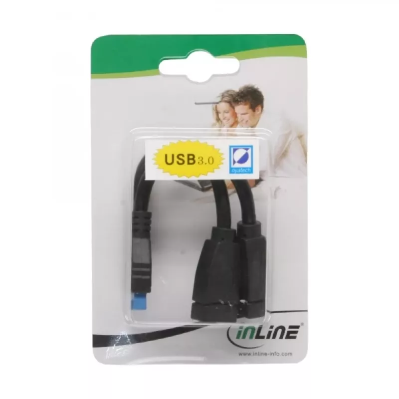 InLine USB 3.0 adaptera kabelis iekšējais 2x USB Type A female / mātesplates ligzda