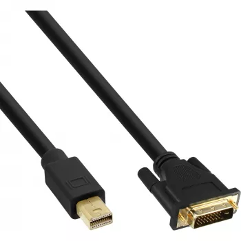 InLine Mini DisplayPort vīrieša-DVI-D 24+1 vīrieša kabelis, melns/zelta, 2 m