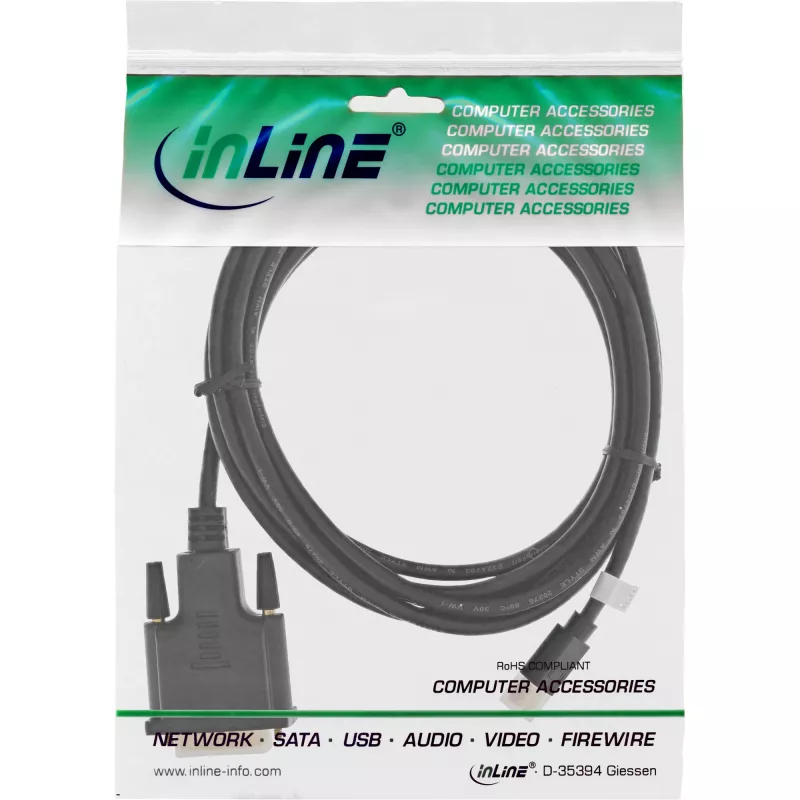 InLine Mini DisplayPort vīrieša-DVI-D 24+1 vīrieša kabelis, melns/zelts, 3 m