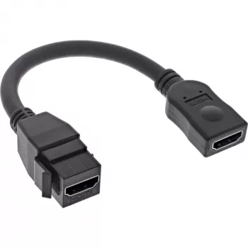 InLine HDMI Keystone adaptera kabelis 4K/60Hz, HDMI A sieviešu/sieviešu, melns, 0,2m