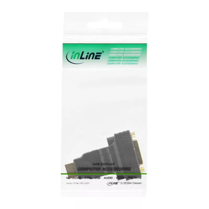 InLine HDMI–DVI adapteris, HDMI vīr. / 24+1 siev., 180° leņķī, apzeltīts