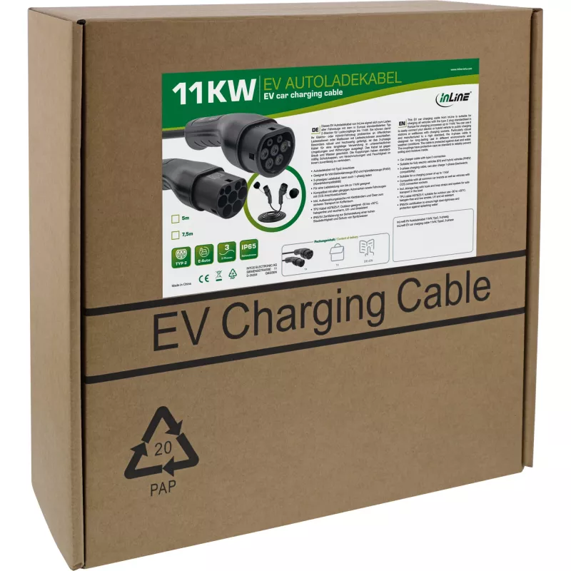 InLine EV automašīnas uzlādes kabelis 11kW Type2, 3 fāžu, 5m