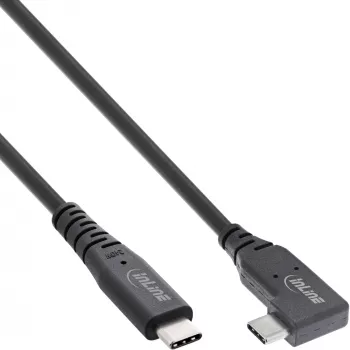 InLine USB4 kabelis, USB-C, viena leņķveida, PD 240W, 8K60Hz, TPE, melns, 2m