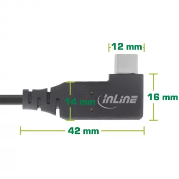 InLine USB4 kabelis, USB-C, viena leņķveida, PD 240W, 8K60Hz, TPE, melns, 2m