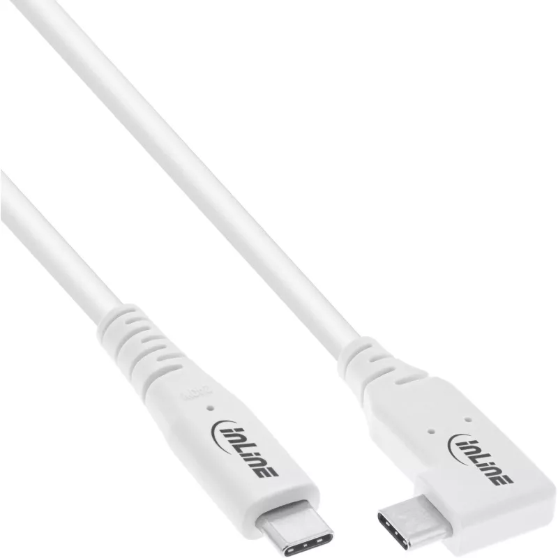InLine USB4 kabelis, USB-C, viena puse leņķveida, PD 240W, 8K60Hz, TPE, balts, 1m