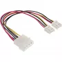 InLine iekšējais barošanas Y-kabelis, 1x 5,25 collu Molex / 2x 3,5 collu diskešu, 0,20 m