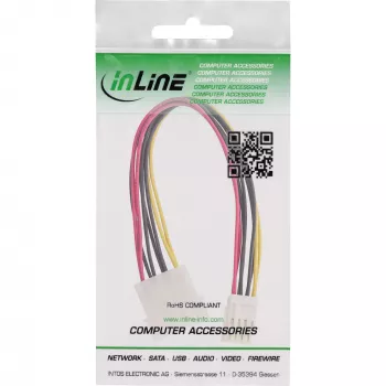 InLine iekšējais barošanas Y-kabelis, 1x 5,25 collu Molex / 2x 3,5 collu diskešu, 0,20 m
