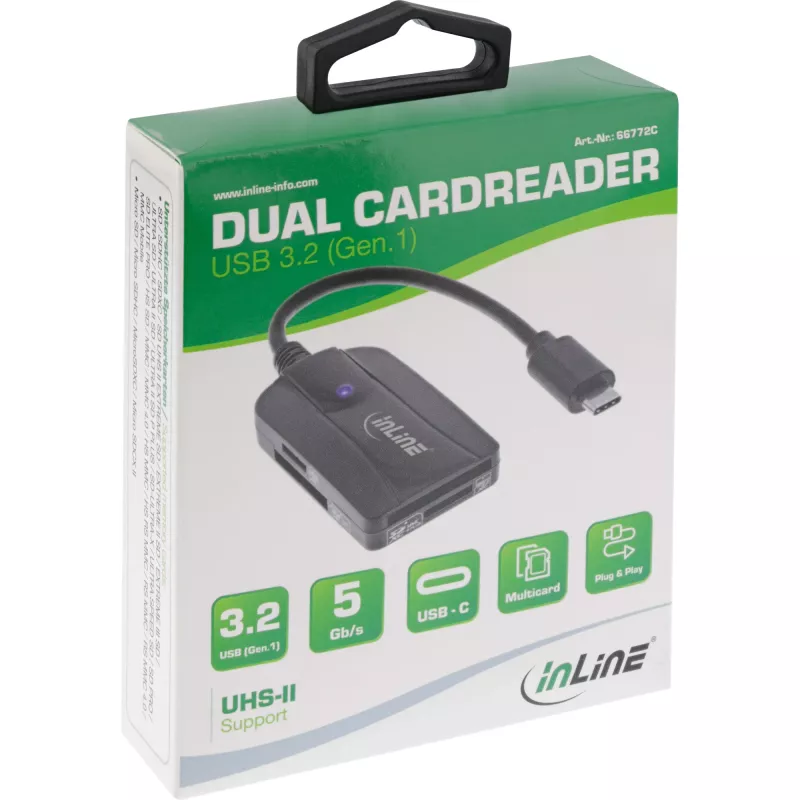 InLine karšu lasītājs USB 3.1 USB-C, SD/SDHC/SDXC, microSD, UHS-II saderīgs