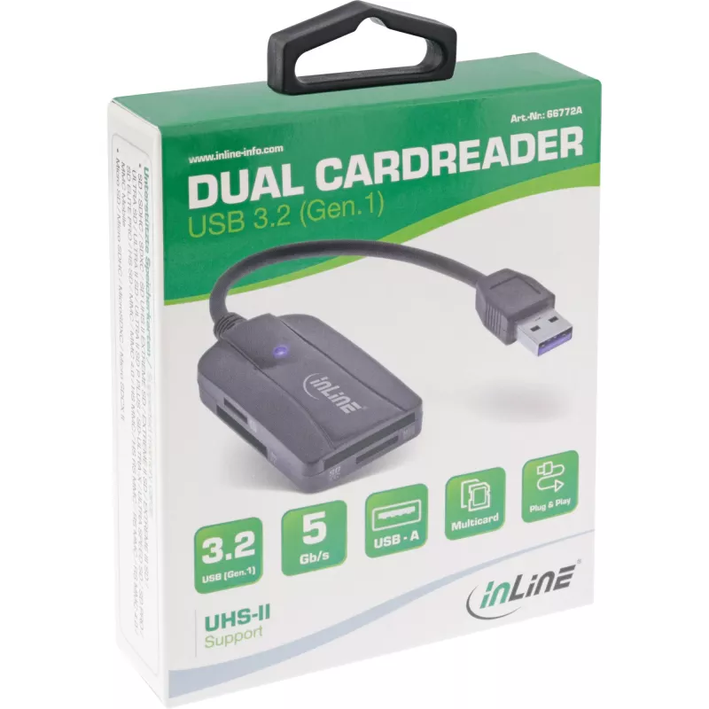 InLine karšu lasītājs USB 3.1 USB-A, SD/SDHC/SDXC, microSD, UHS-II saderīgs