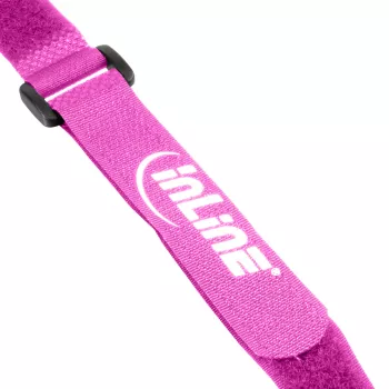 InLine kabeļu siksnas ar āķīšiem un cilpām 20 x 200 mm, 10 gab., rozā