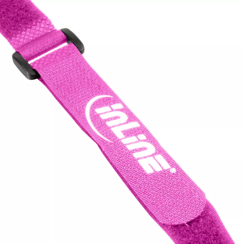 InLine kabeļu siksnas ar āķīšiem un cilpām 20 x 200 mm, 10 gab., rozā