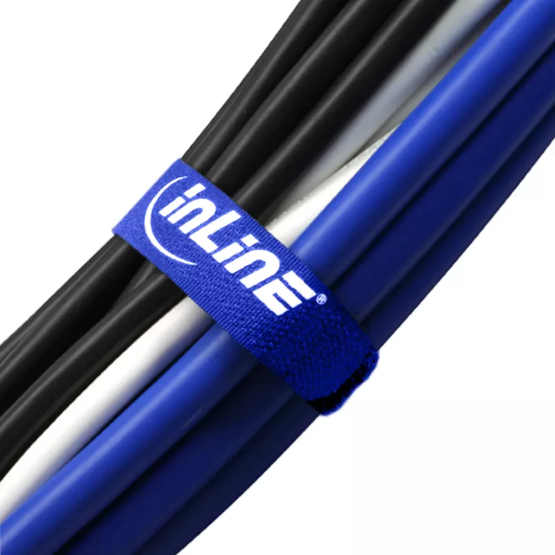 InLine kabeļu siksnas ar āķa un cilpas stiprinājumu 20 x 400mm 10 gab. zilas
