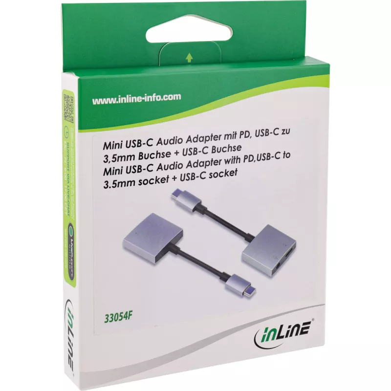 InLine USB-C audio adaptera kabelis, USB-C uz 3,5 mm ligzdu + PD 30W