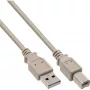 USB 2.0 kabelis, tips A vīr. / B vīr., bēšs, 3 m, InLine 34535H