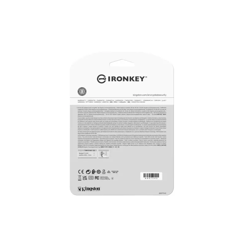 Kingston Technology IronKey 16GB USB-C Vault Privacy 50C AES-256 šifrēts, FIPS 197