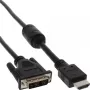 InLine HDMI-DVI kabelis 19 kontaktu vīrišķais / 18+1 vīrišķais + ferīta slāpētājs, melns, 5 m