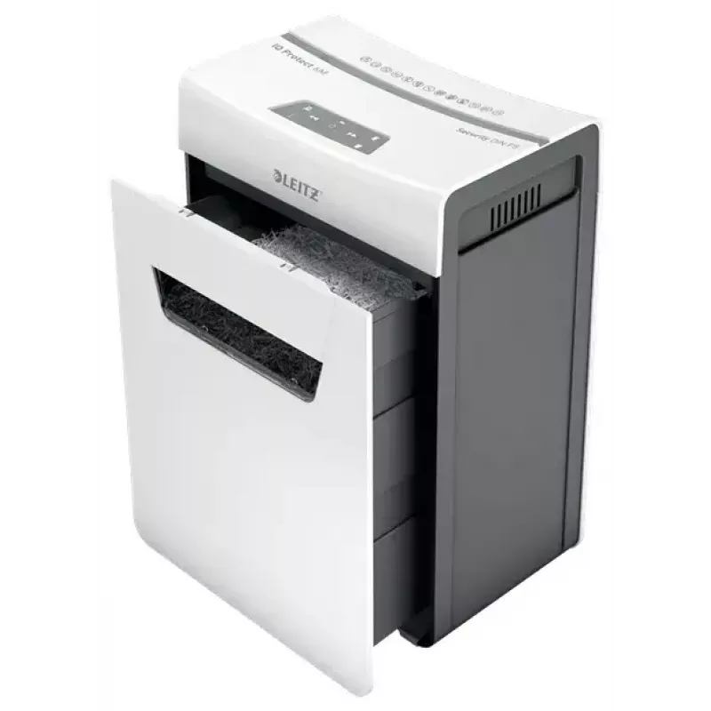 Papīra smalcinātājs LEITZ IQ Protect Premium 6M P5 — Mikrogriezums, 18 L, Skārienjutīga vadība, 351×204×355 mm