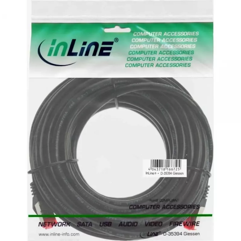 InLine komutācijas kabelis S/FTP PiMF Cat.6 250MHz PVC CCA melns 5m