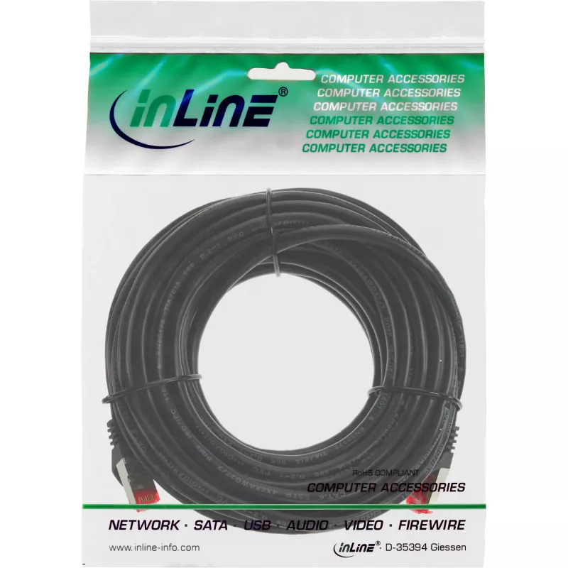 InLine komutācijas kabelis S/FTP PiMF Cat.6 250MHz PVC CCA Melns 7.5m