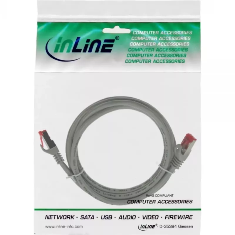 InLine komutācijas kabelis S/FTP PiMF Cat.6 250MHz PVC CCA pelēks 5m