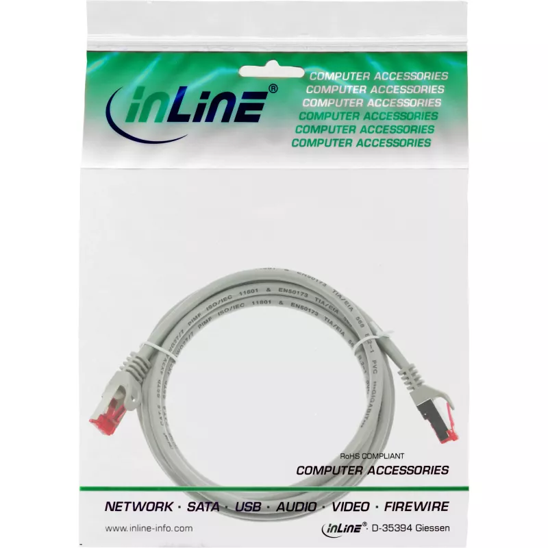 InLine komutācijas kabelis S/FTP PiMF Cat.6 250MHz PVC CCA pelēks 1,5 m