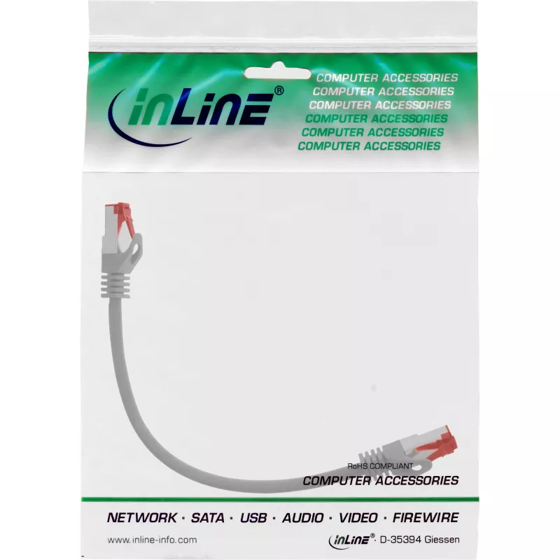 InLine Patch vads S/FTP PiMF Cat.6 250 MHz PVC CCA pelēks 0,25m