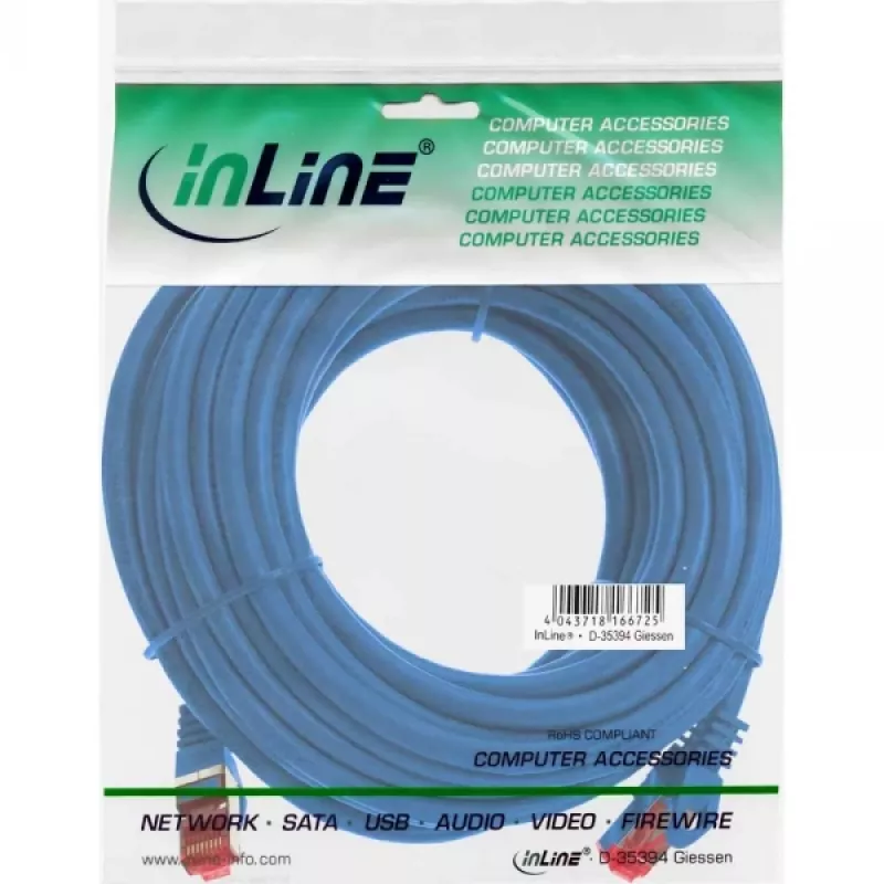 InLine komutācijas kabelis S/FTP PiMF Cat.6 250MHz PVC CCA zils 10m